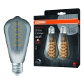 Komplekt 2x hämardatav LED-pirn VINTAGE FILAMENT E27/7,8W/230V 1800K - Osram