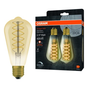 Komplekt 2x hämardatavat LED-pirni VINTAGE FILAMENT E27/4,8W/230V 2200K - Osram