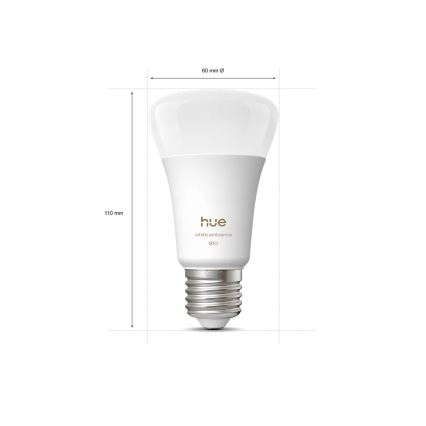 Komplekt 2x hämardatav Philips Hue WHITE AMBIANCE LED-pirn E27/6W/230V 1000-20000K