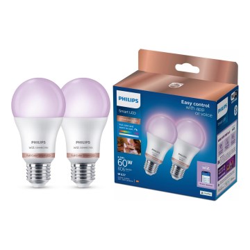 Komplekt 2x hämardatavat Philips SMART A60 LED RGB-pirni E27/8,5W/230V 2200-6500K