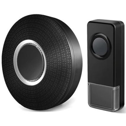 KOMPLEKT 2x Juhtmevaba uksekell pistikuga 230V 1xA23 IP55 must