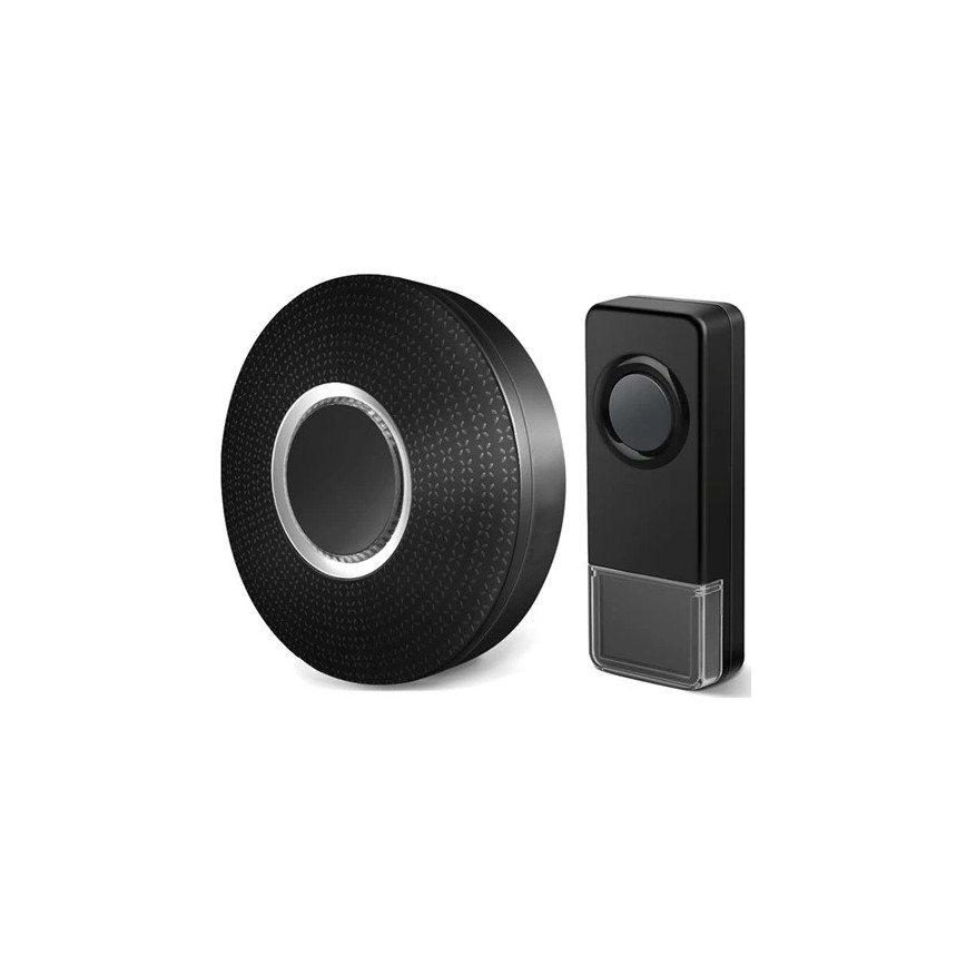 KOMPLEKT 2x Juhtmevaba uksekell pistikuga 230V 1xA23 IP55 must