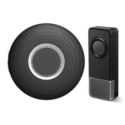 KOMPLEKT 2x Juhtmevaba uksekell pistikuga 230V 1xA23 IP55 must