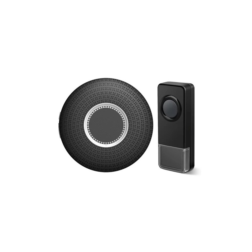 KOMPLEKT 2x Juhtmevaba uksekell pistikuga 230V 1xA23 IP55 must