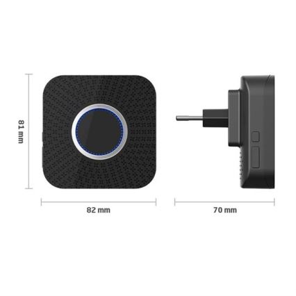 KOMPLEKT 2x Juhtmevaba uksekell pistikuga magnetiga 230V must
