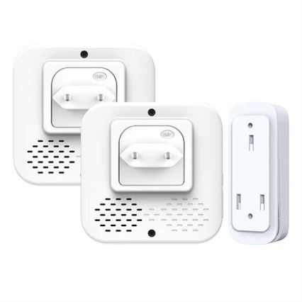 KOMPLEKT 2x Juhtmevaba uksekell pistikuga magnetiga 230V valge