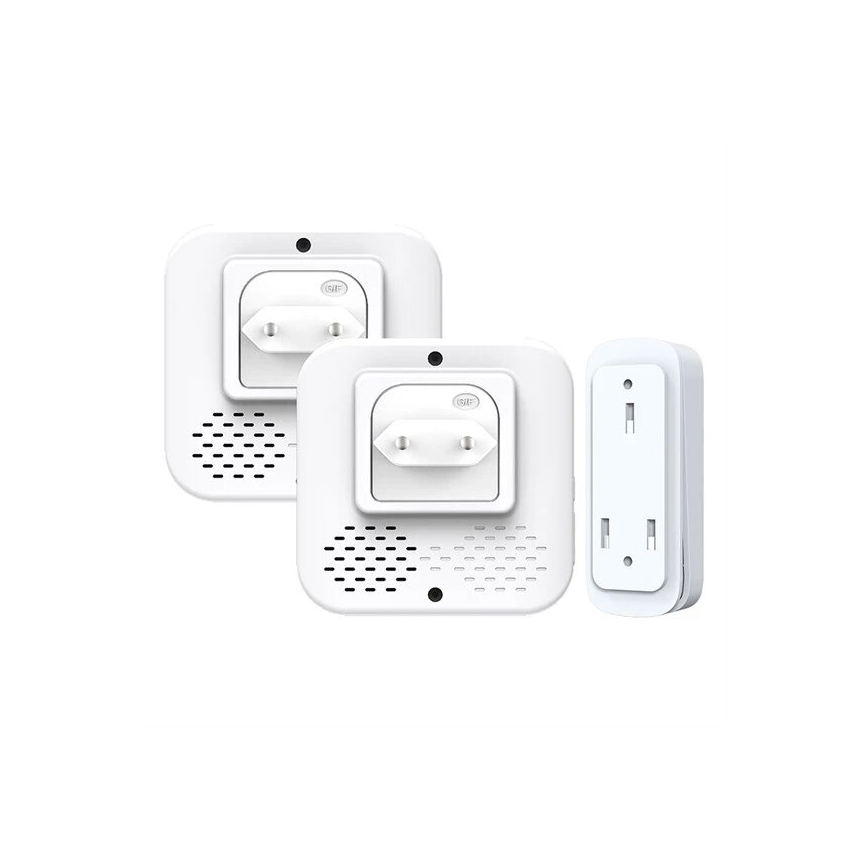 KOMPLEKT 2x Juhtmevaba uksekell pistikuga magnetiga 230V valge