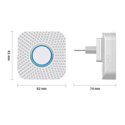 KOMPLEKT 2x Juhtmevaba uksekell pistikuga magnetiga 230V valge