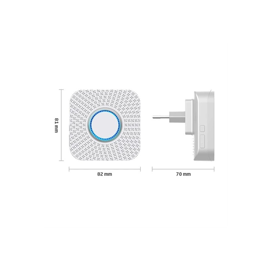 KOMPLEKT 2x Juhtmevaba uksekell pistikuga magnetiga 230V valge