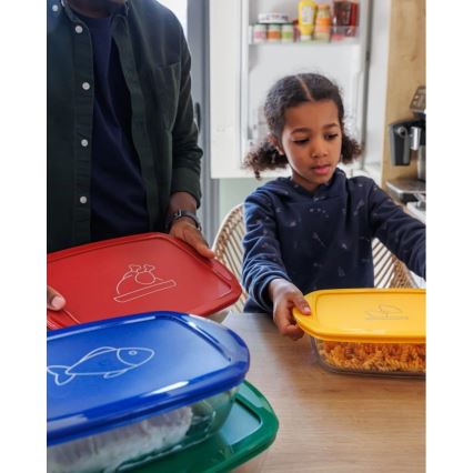 Komplekt 2x klaasist toiduhoidikut PYREX 1,2/2,5 l