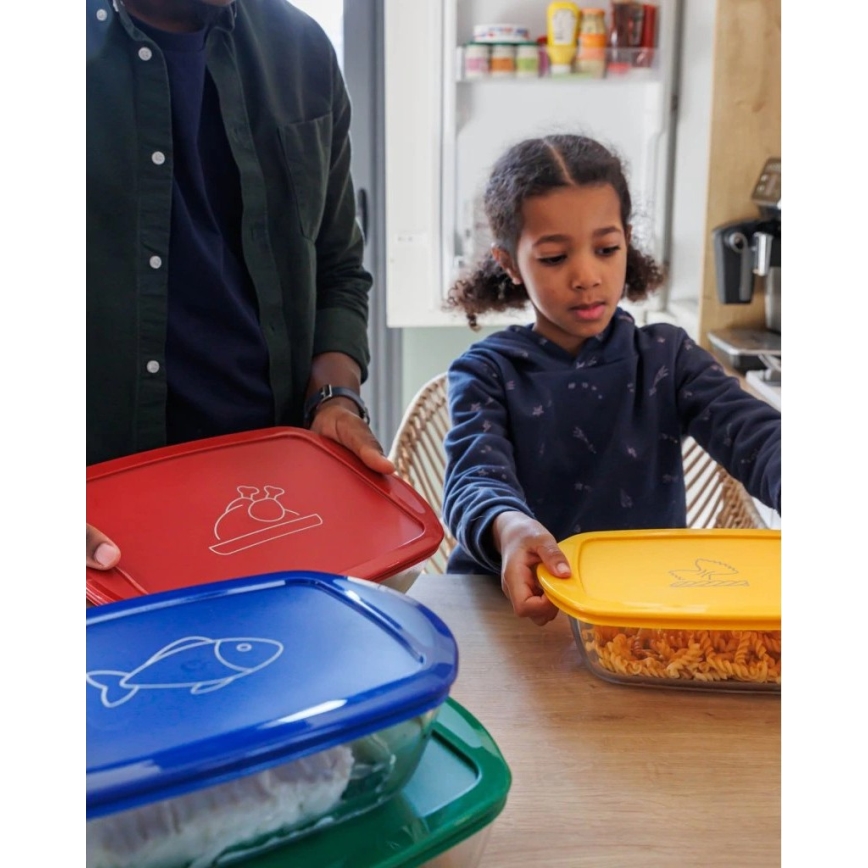 Komplekt 2x klaasist toiduhoidikut PYREX 1,2/2,5 l