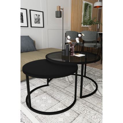 KOMPLEKT 2x Kohvilaud BORA d. 57/75 cm must