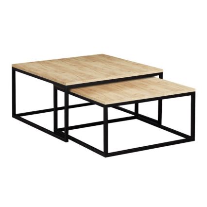 KOMPLEKT 2x Kohvilaud DUAL kuldne tamm/must