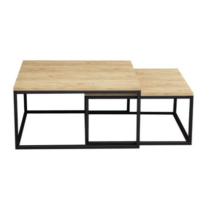 KOMPLEKT 2x Kohvilaud DUAL kuldne tamm/must