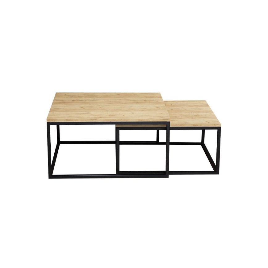 KOMPLEKT 2x Kohvilaud DUAL kuldne tamm/must