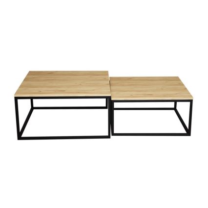 KOMPLEKT 2x Kohvilaud DUAL kuldne tamm/must