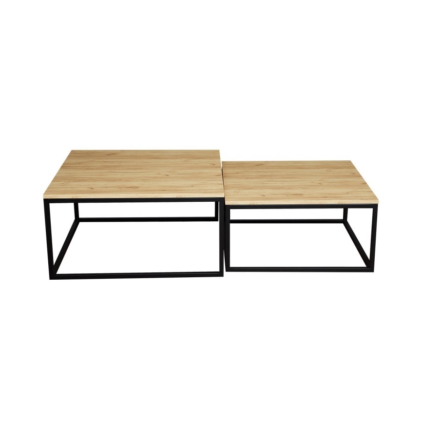 KOMPLEKT 2x Kohvilaud DUAL kuldne tamm/must