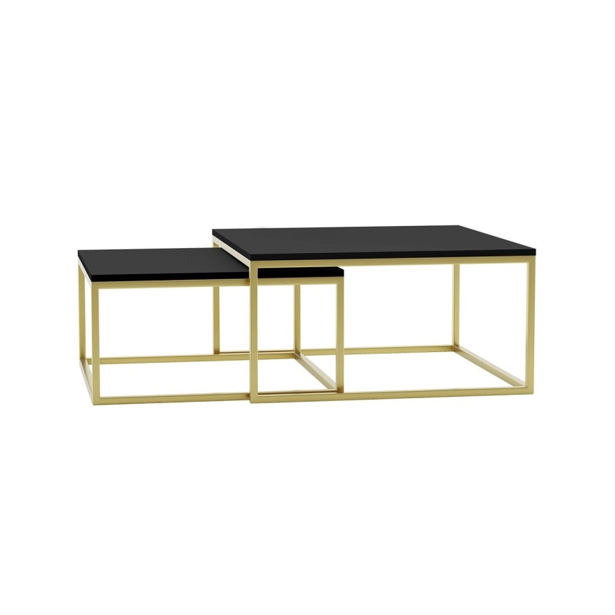KOMPLEKT 2x Kohvilaud DUAL must/kuldne