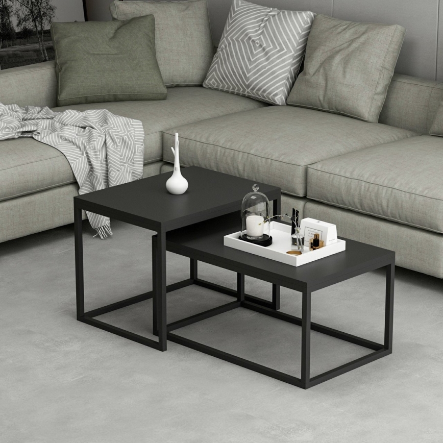 KOMPLEKT 2x Kohvilaud LEKA must