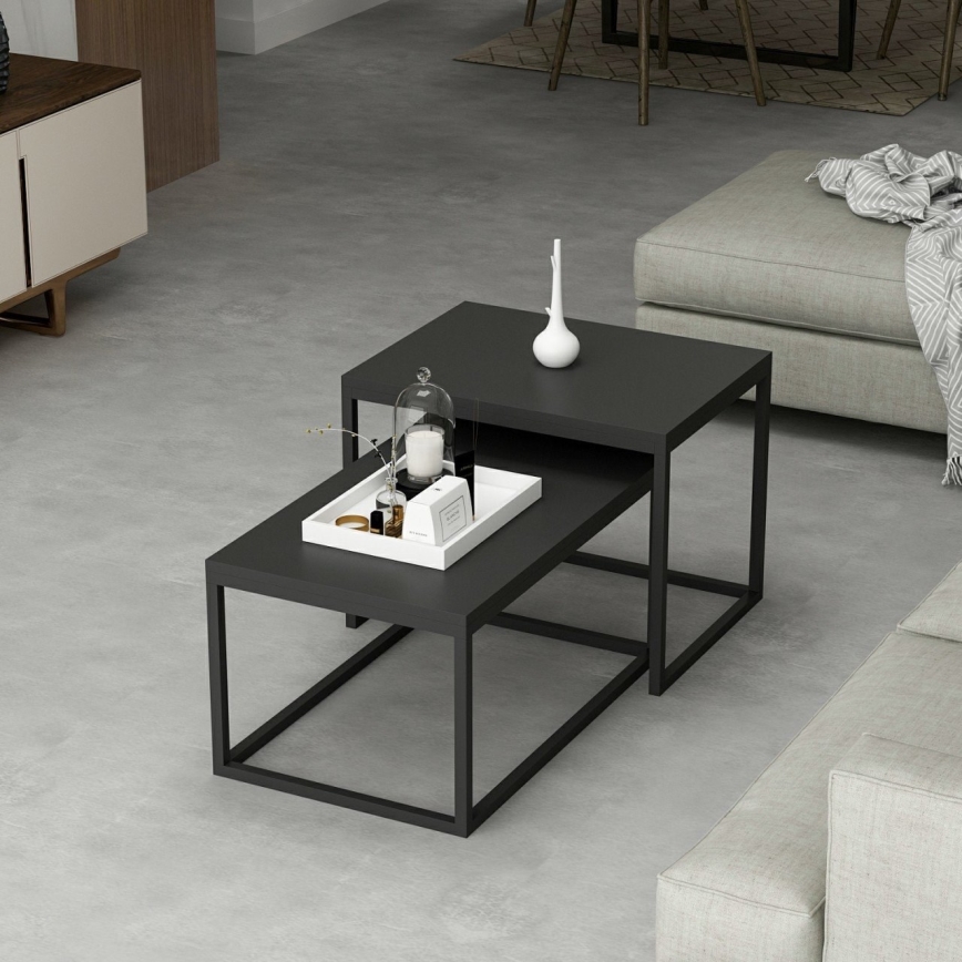 KOMPLEKT 2x Kohvilaud LEKA must