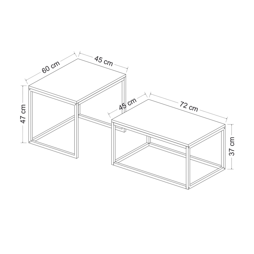 KOMPLEKT 2x Kohvilaud LEKA must