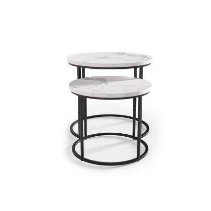 KOMPLEKT 2x Kohvilaud OREO d. 43/53 cm must/marmor disain