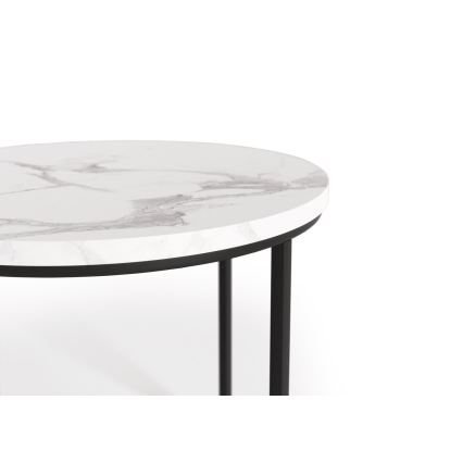 KOMPLEKT 2x Kohvilaud OREO d. 43/53 cm must/marmor disain