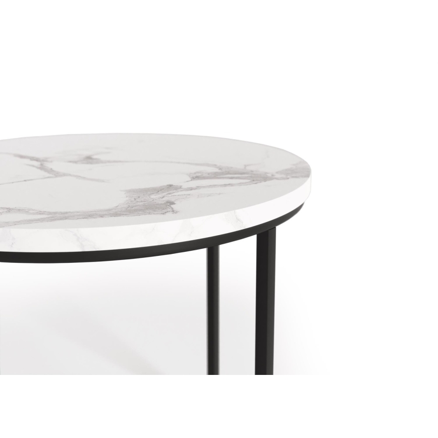 KOMPLEKT 2x Kohvilaud OREO d. 43/53 cm must/marmor disain