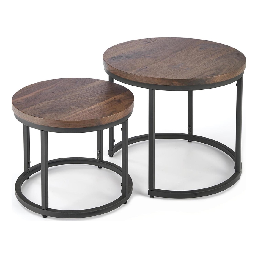 KOMPLEKT 2x Kohvilaud OREO d. 43/53 cm must/pähkel