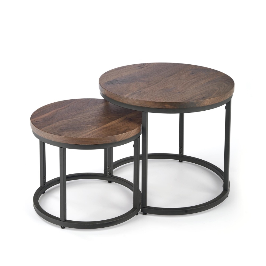 KOMPLEKT 2x Kohvilaud OREO d. 43/53 cm must/pähkel