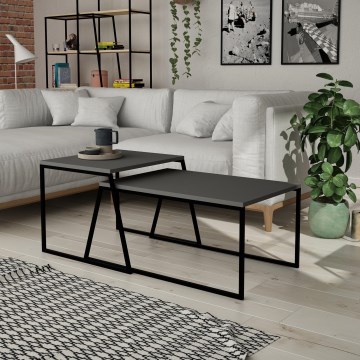 KOMPLEKT 2x Kohvilaud PAL antratsiit/must