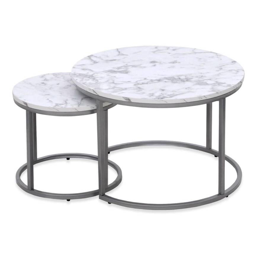 KOMPLEKT 2x Kohvilaud PAOLA d. 38/60 cm hall/marmor disain