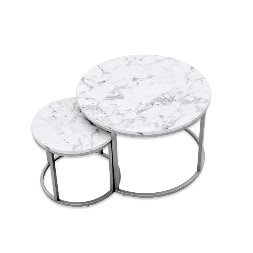 KOMPLEKT 2x Kohvilaud PAOLA d. 38/60 cm hall/marmor disain