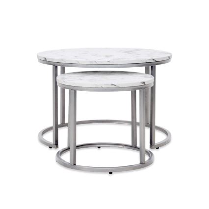KOMPLEKT 2x Kohvilaud PAOLA d. 38/60 cm hall/marmor disain