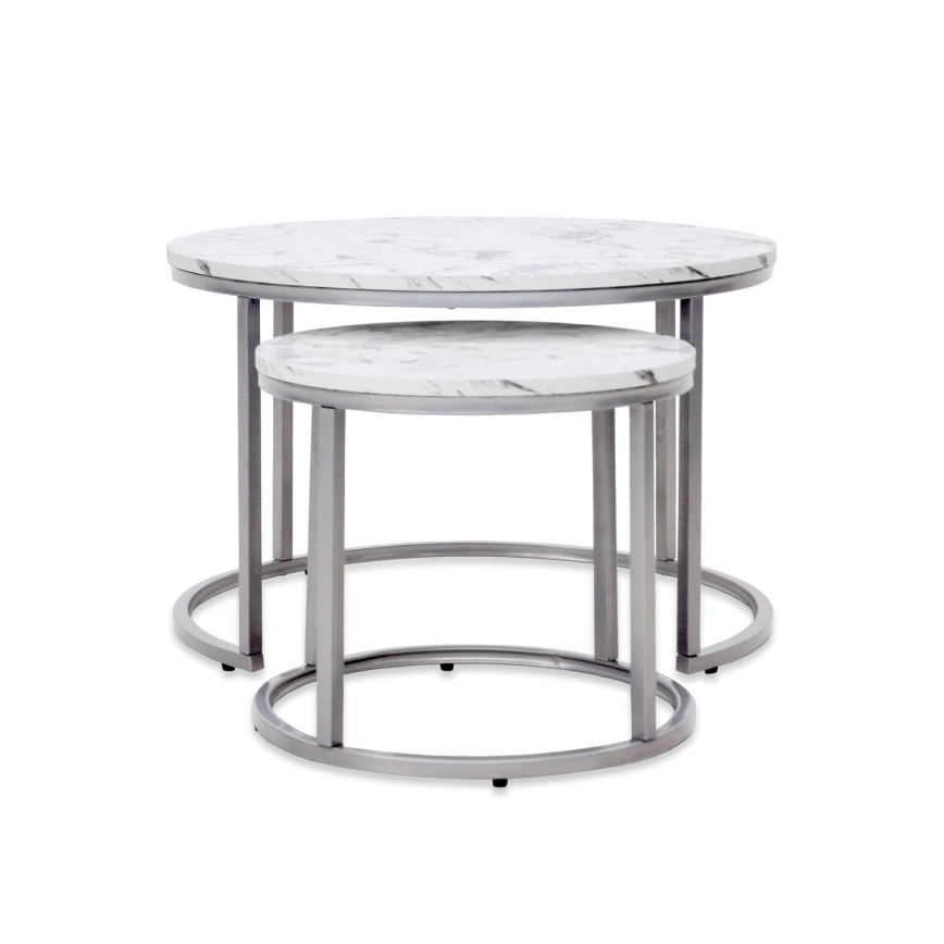 KOMPLEKT 2x Kohvilaud PAOLA d. 38/60 cm hall/marmor disain
