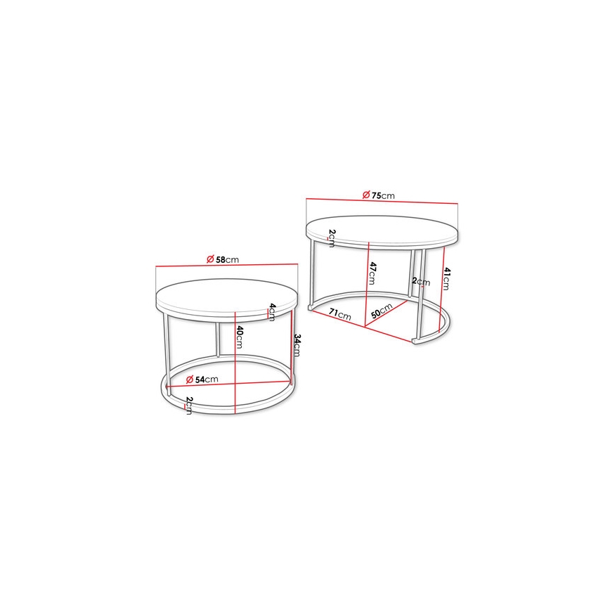 KOMPLEKT 2x Kohvilaud RABEN must/valge