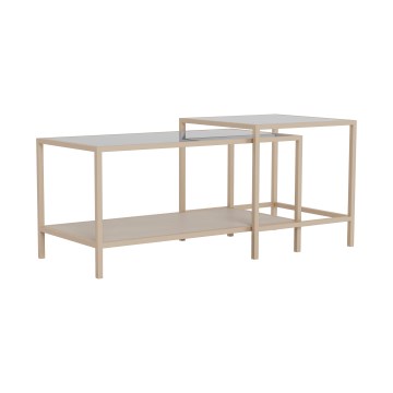 Komplekt 2x kohvilaud SARON 90x50 cm hall/läbipaistev