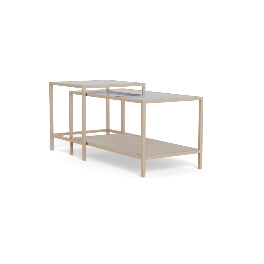 Komplekt 2x kohvilaud SARON 90x50 cm hall/läbipaistev