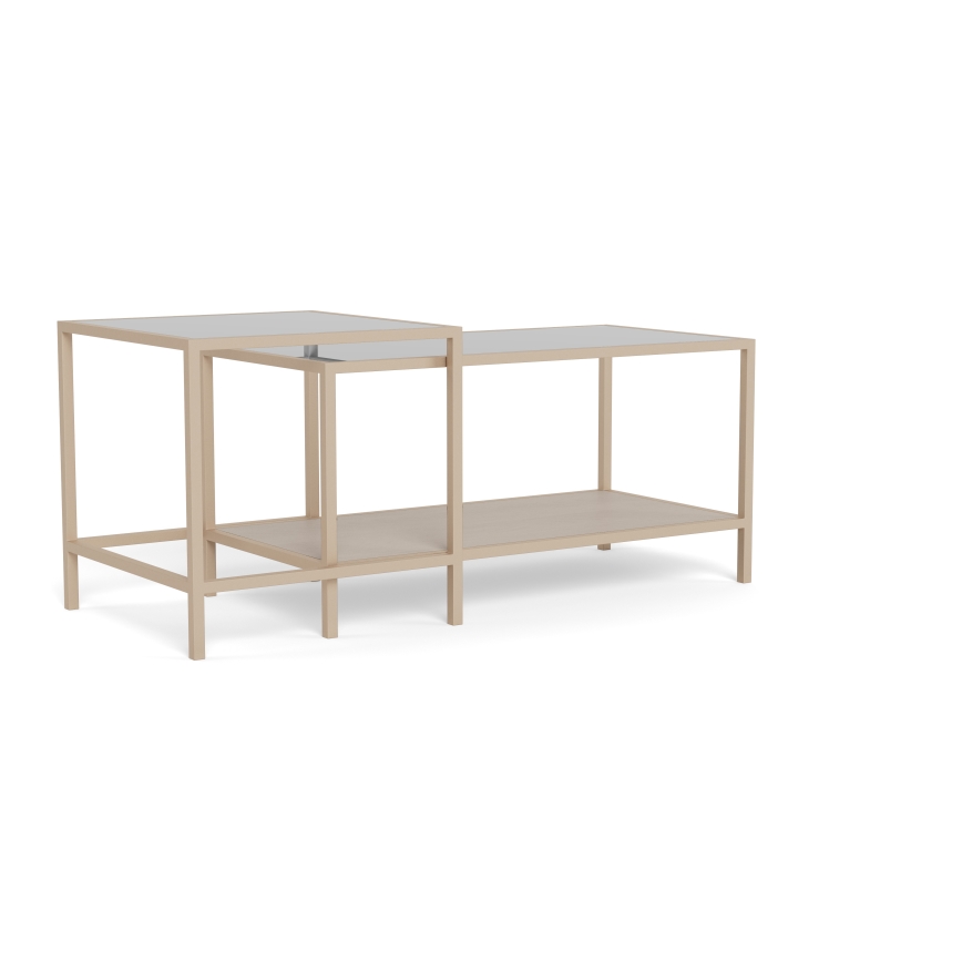 Komplekt 2x kohvilaud SARON 90x50 cm hall/läbipaistev