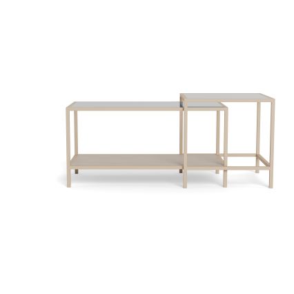 Komplekt 2x kohvilaud SARON 90x50 cm hall/läbipaistev