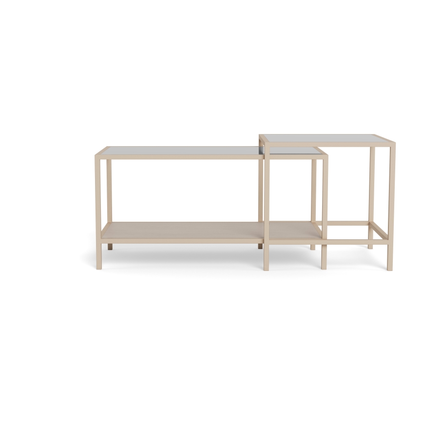 Komplekt 2x kohvilaud SARON 90x50 cm hall/läbipaistev