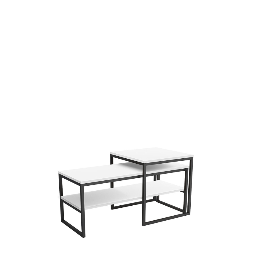 KOMPLEKT 2x Kohvilaud TONY must/valge