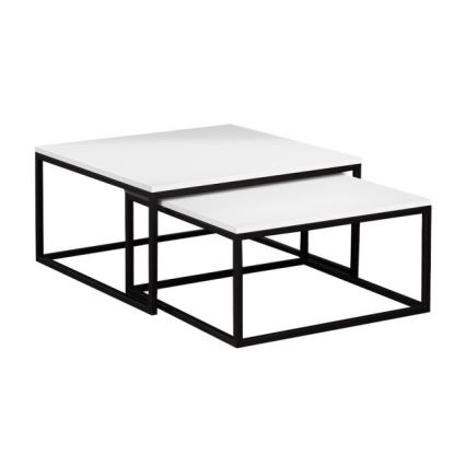 Komplekt 2x kohvilauda DUAL 76x76/66x66 cm must/valge