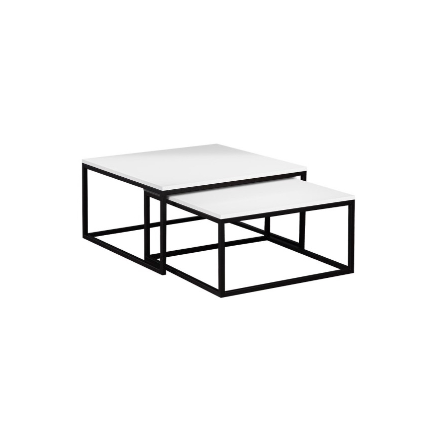 Komplekt 2x kohvilauda DUAL 76x76/66x66 cm must/valge