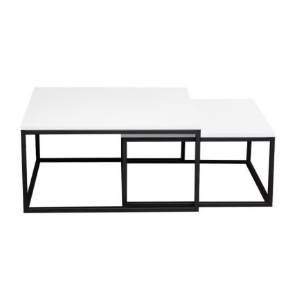 Komplekt 2x kohvilauda DUAL 76x76/66x66 cm must/valge