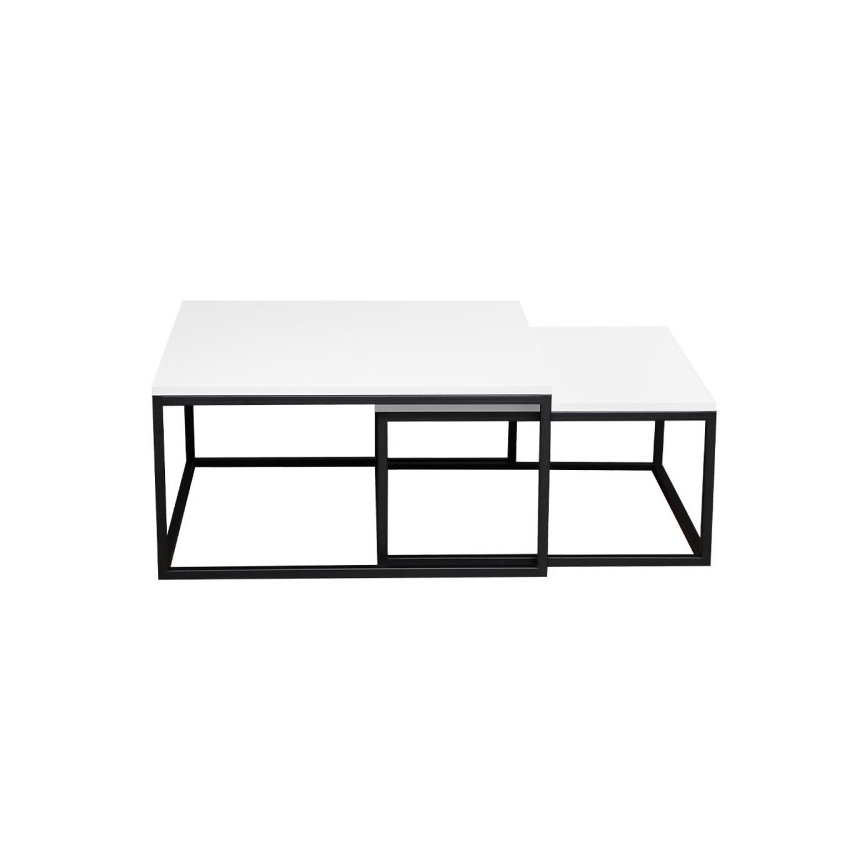 Komplekt 2x kohvilauda DUAL 76x76/66x66 cm must/valge