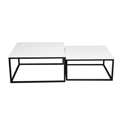 Komplekt 2x kohvilauda DUAL 76x76/66x66 cm must/valge