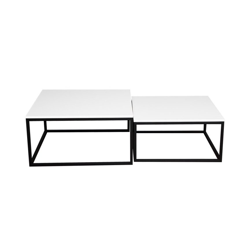 Komplekt 2x kohvilauda DUAL 76x76/66x66 cm must/valge