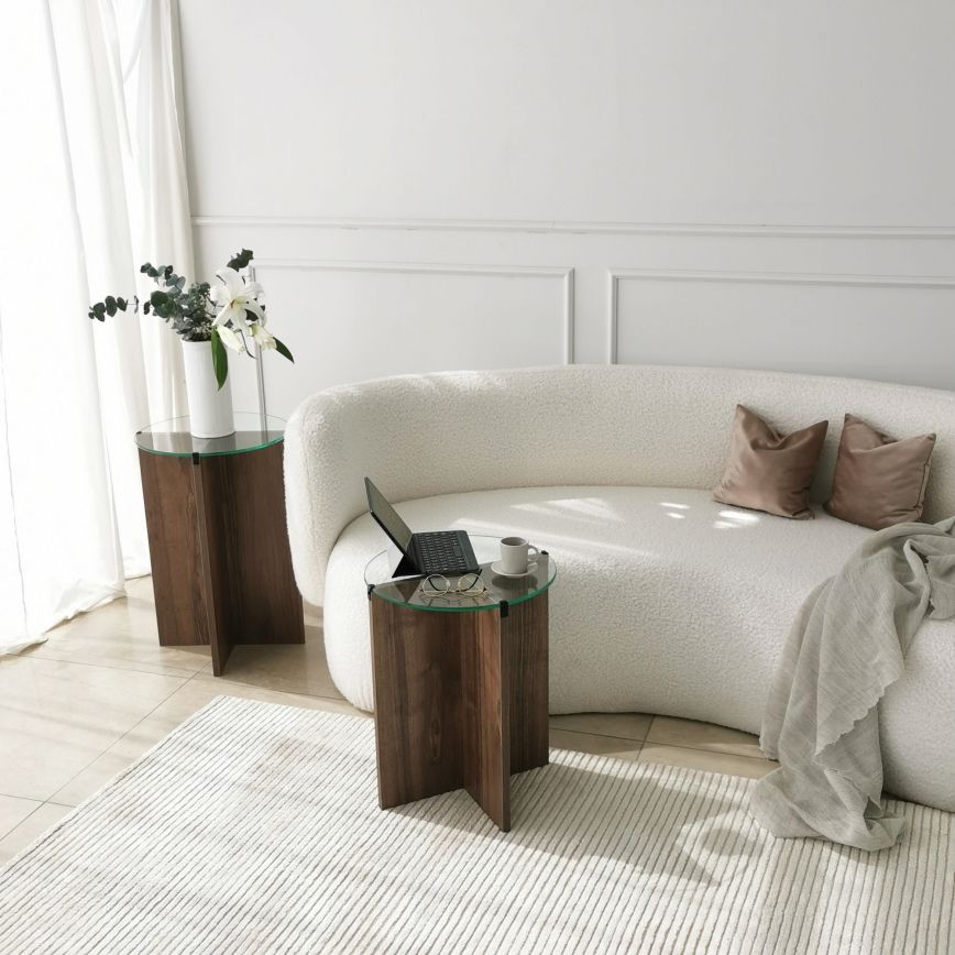 KOMPLEKT 2x Küljelaud LILY d. 40 cm pruun/läbipaistev