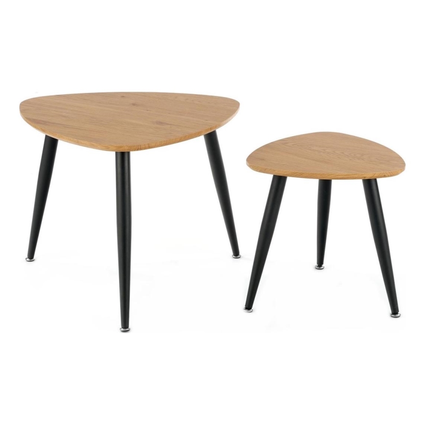 KOMPLEKT 2x Küljelaud NICEA d. 40/60 cm kuldne tamm/must
